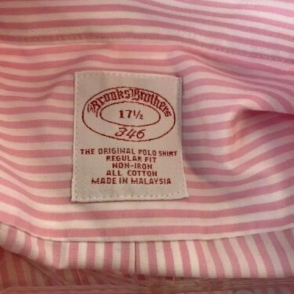 Brooks Brothers 346 Men's Short Sleeve Striped Button Down Shirt Size 17 1/2 EUC